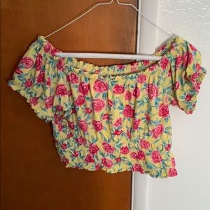 Yellow floral crop top